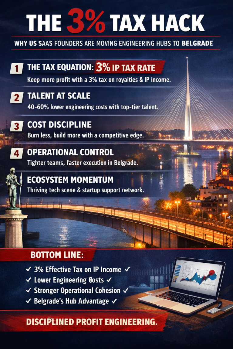 Serbia 3% IP Box tax benefits for US SaaS founders.