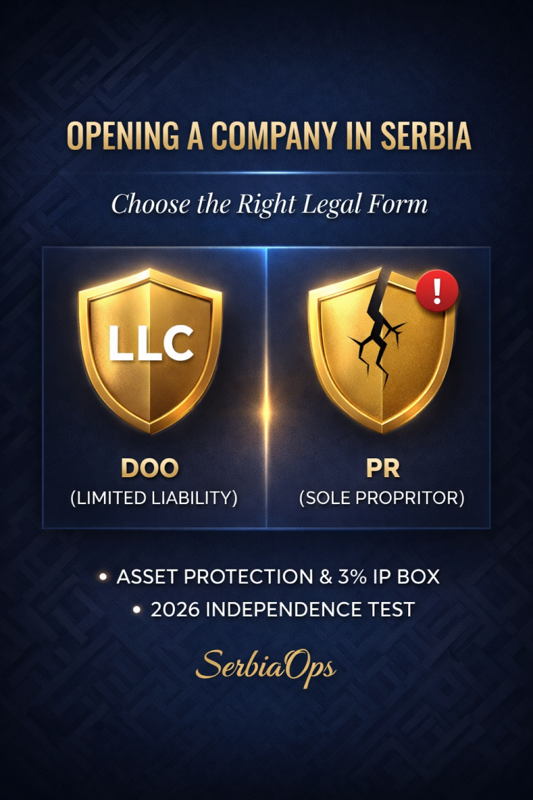 Comparison of Serbia business legal forms DOO vs PR for tech founders - SerbiaOps guide